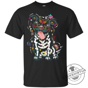 Mexican Festival Pitbull Bone Colorful Pattern Skull Funny Gift Lover Dog Tee Shirt geekshirtus.com 3 1