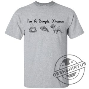 Im A Simple Woman Coffee Pizza Pitbull Funny Gift Lover Dog Tee Shirt geekshirtus.com 3