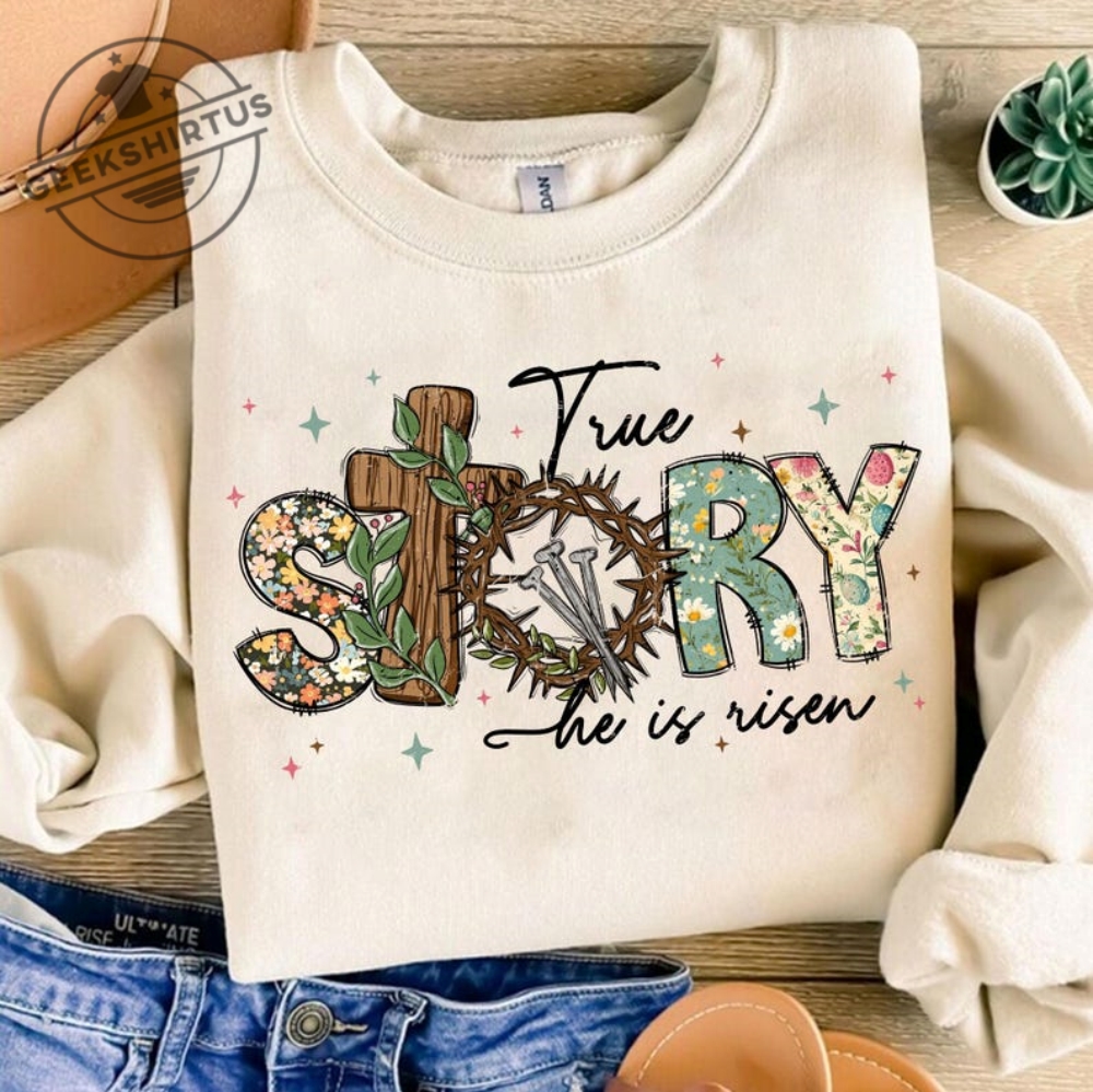 True Story He Is Risen Png Retro Easter Png Vintage Easter Png Christian Easter Png Easter Coquette Png Easter Png Bible Verse Png geekshirtus 1