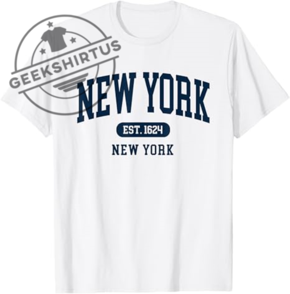 New York Ny 1624 Arched Text Retro Preppy Throwback Tshirt