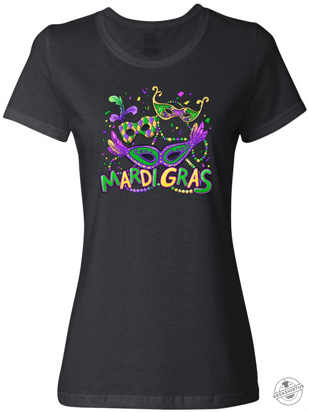 Inktastic Mardi Gras Masks And Beads Womens Tshirt