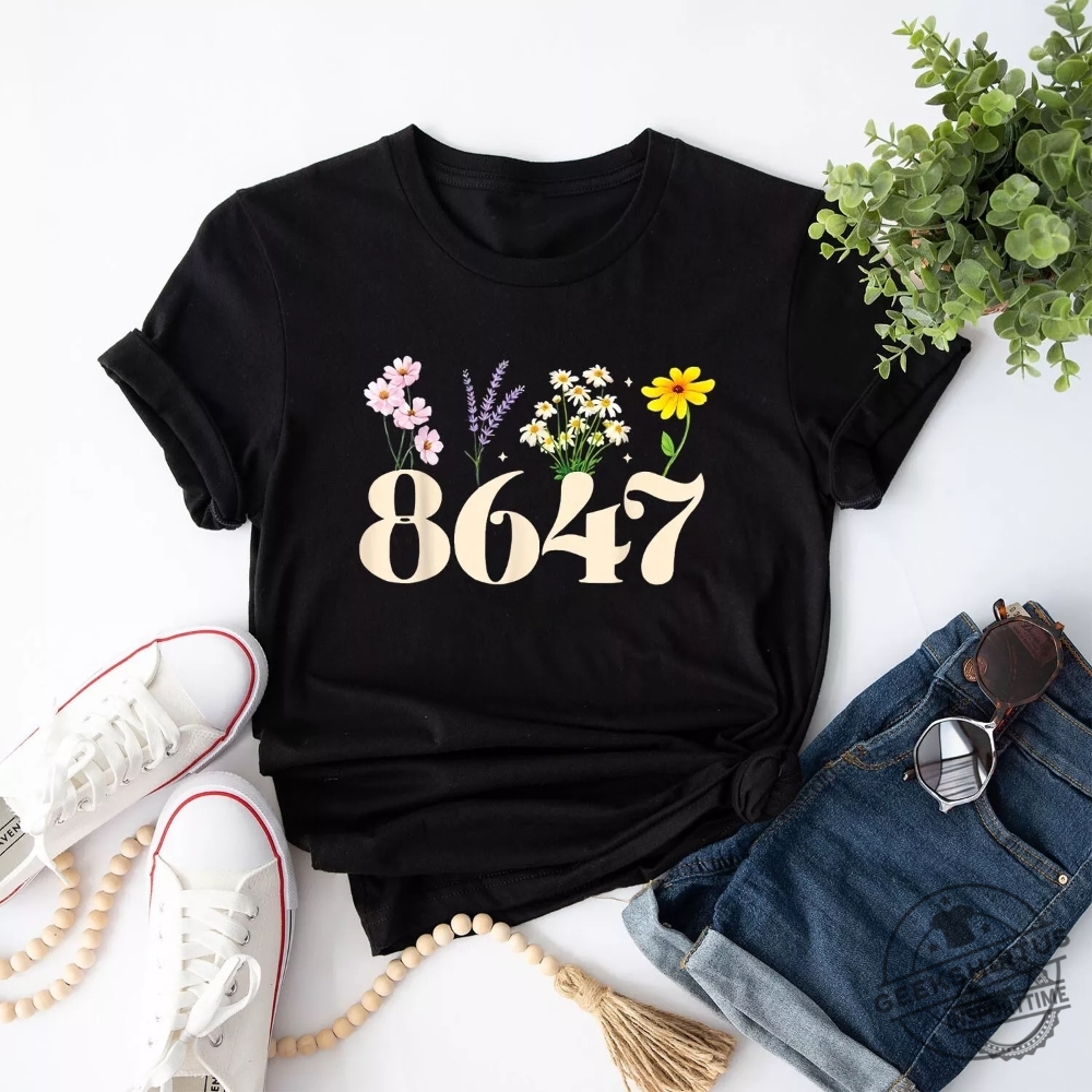 Vintage 86 47 Antitrump Flower President Unisex Tshirt geekshirtus 1