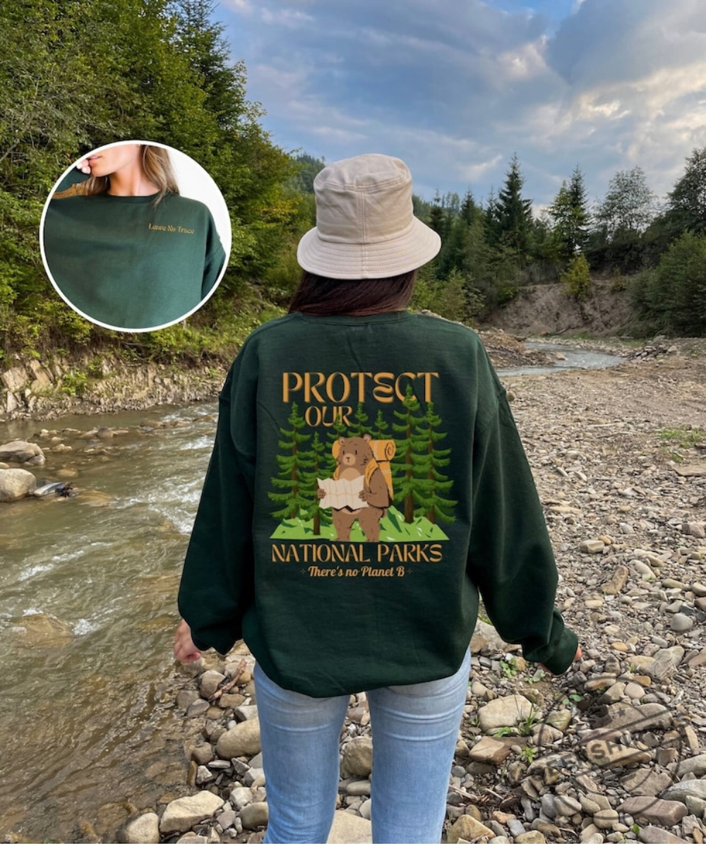 Protect Our National Parks Crew Neck Sweatshirt Theres No Planet B Retro Parks Sweatshirt Indie Camping Granola Girl Gorpcore Cr