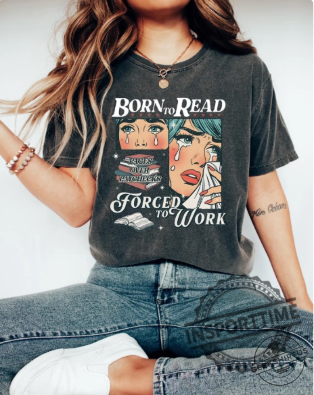 Retro Comfort Born To Read Bookish Shirt Funny Reader Book Addict Tee Spicy Books Sweater Smut Shirt Aesthetic Womens Tshirt