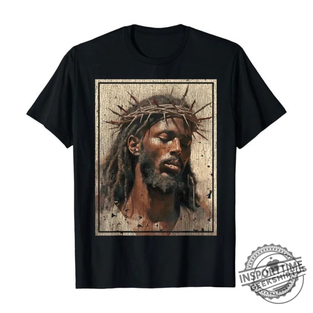 Black Jesus Tshirt  100 Cotton Face Of Jesus With Crown Of Thorns