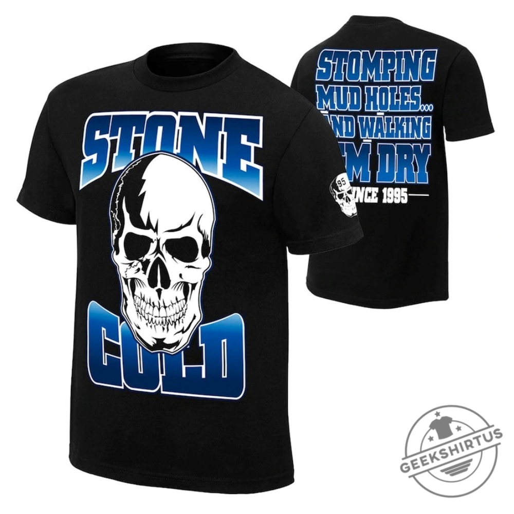 Mens Black Stone Cold Steve Austin Stomping Mudholes Tshirt