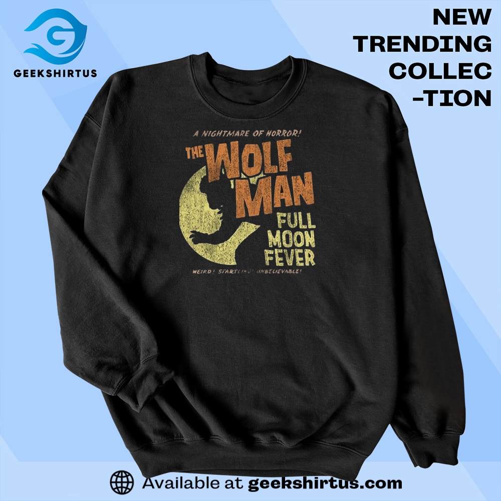 "Top Werewolf Tees: Wrestling Legends, Horror Icons, and Nature Designs" 3 The Wolf Man Full Moon Fever Shirt Classic Horror Black Tee