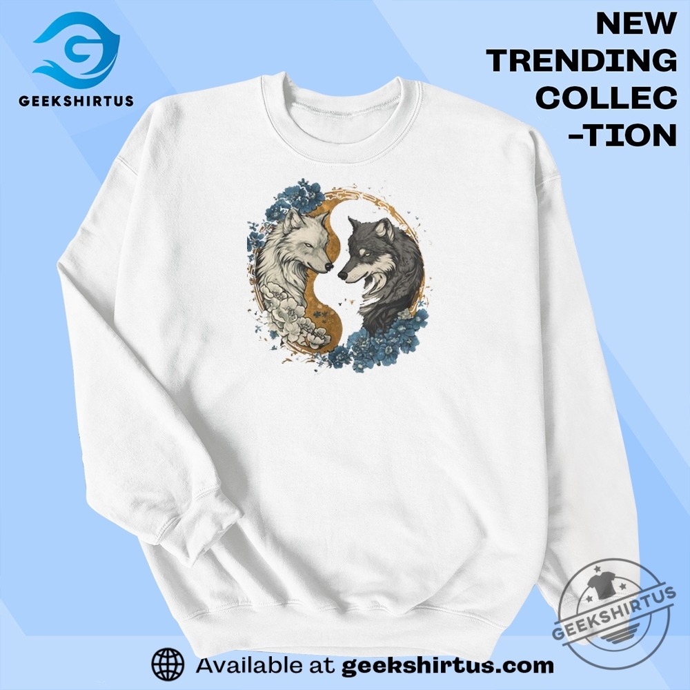 Wolf Couple Yin Yang Tshirt Fierce Wolves Floral Nature Spirit Tee 5 Wolf Couple Yin Yang T-Shirt – Fierce Wolves Floral Nature Spirit Tee