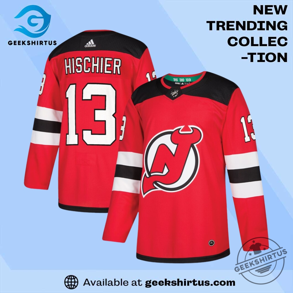 Nico Hischier Devils Red Replica Player Jersey geekshirtus 1