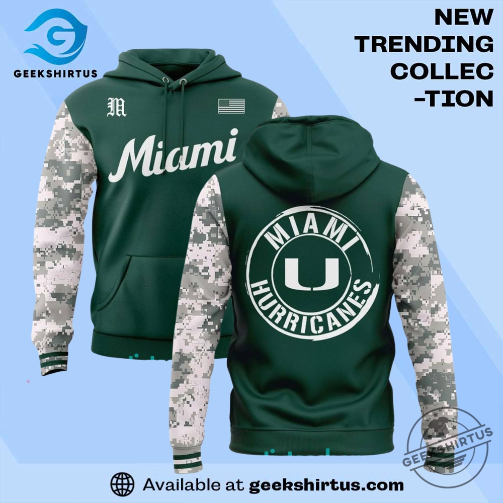 "Top Newcastle United Jerseys: Home, Away, and Lifestyle Collection" 29 Miami Hurricanes Camo Armed Forces Day Hoodie