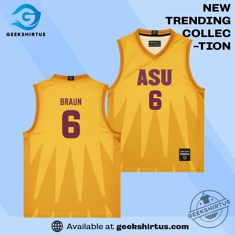 Yellow Asu Braun Basketball Jersey