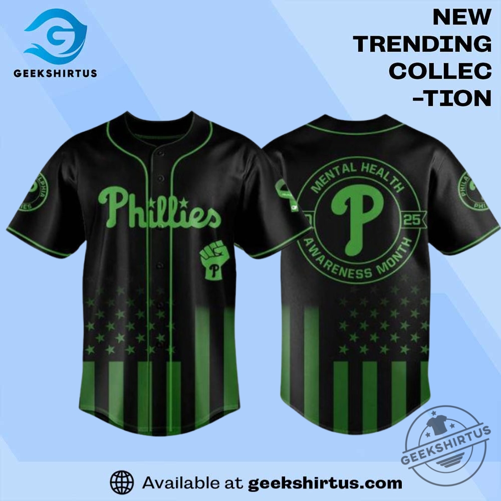 "Top Basketball Jerseys and Shirts for Raptors and Timberwolves Fans" 22 Phillies Mental Health Awareness Month Jersey