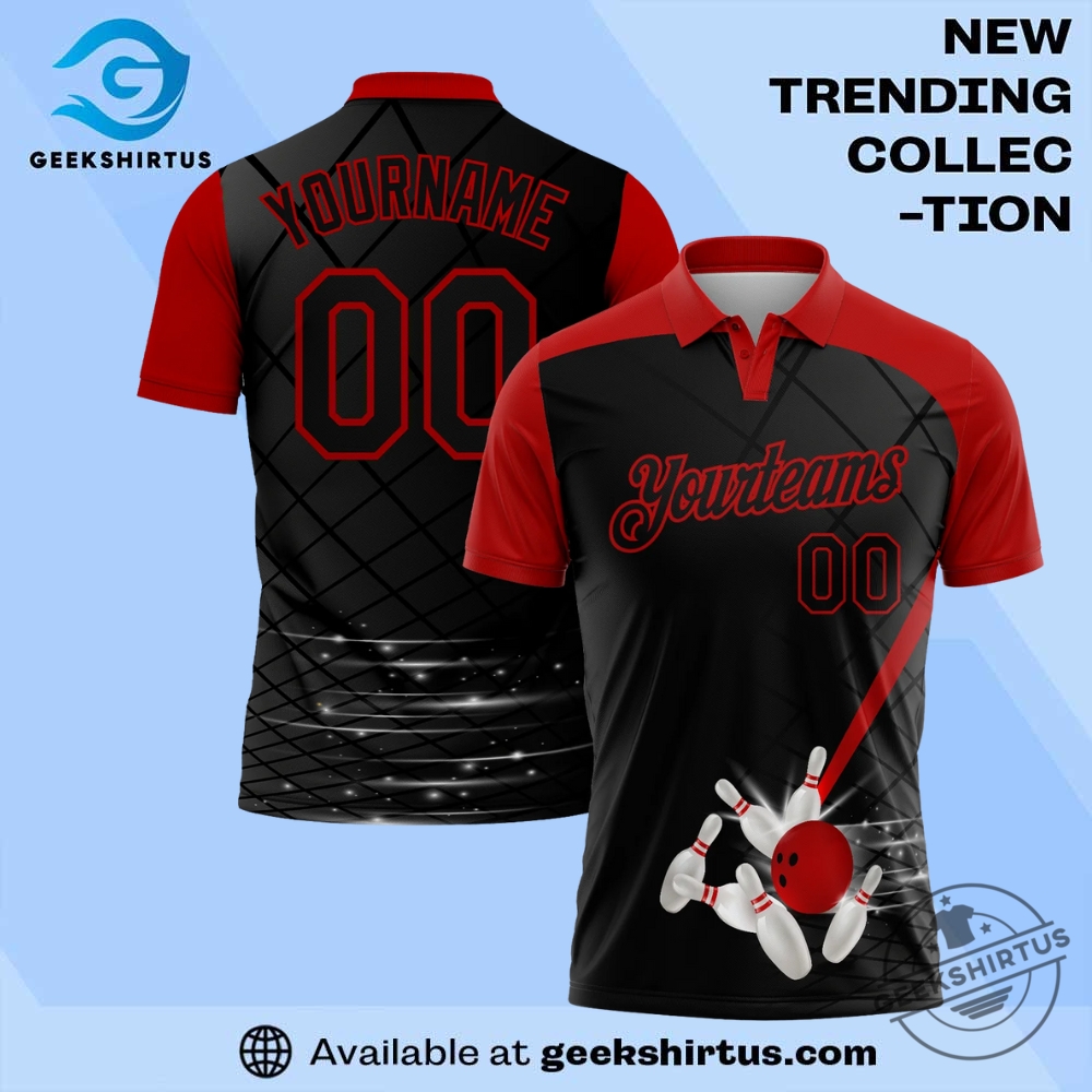 "Top Fan Apparel Picks: Sports Jerseys and Themed T-Shirts" 7 Black Red 3D Bowling Performance Polo Shirt