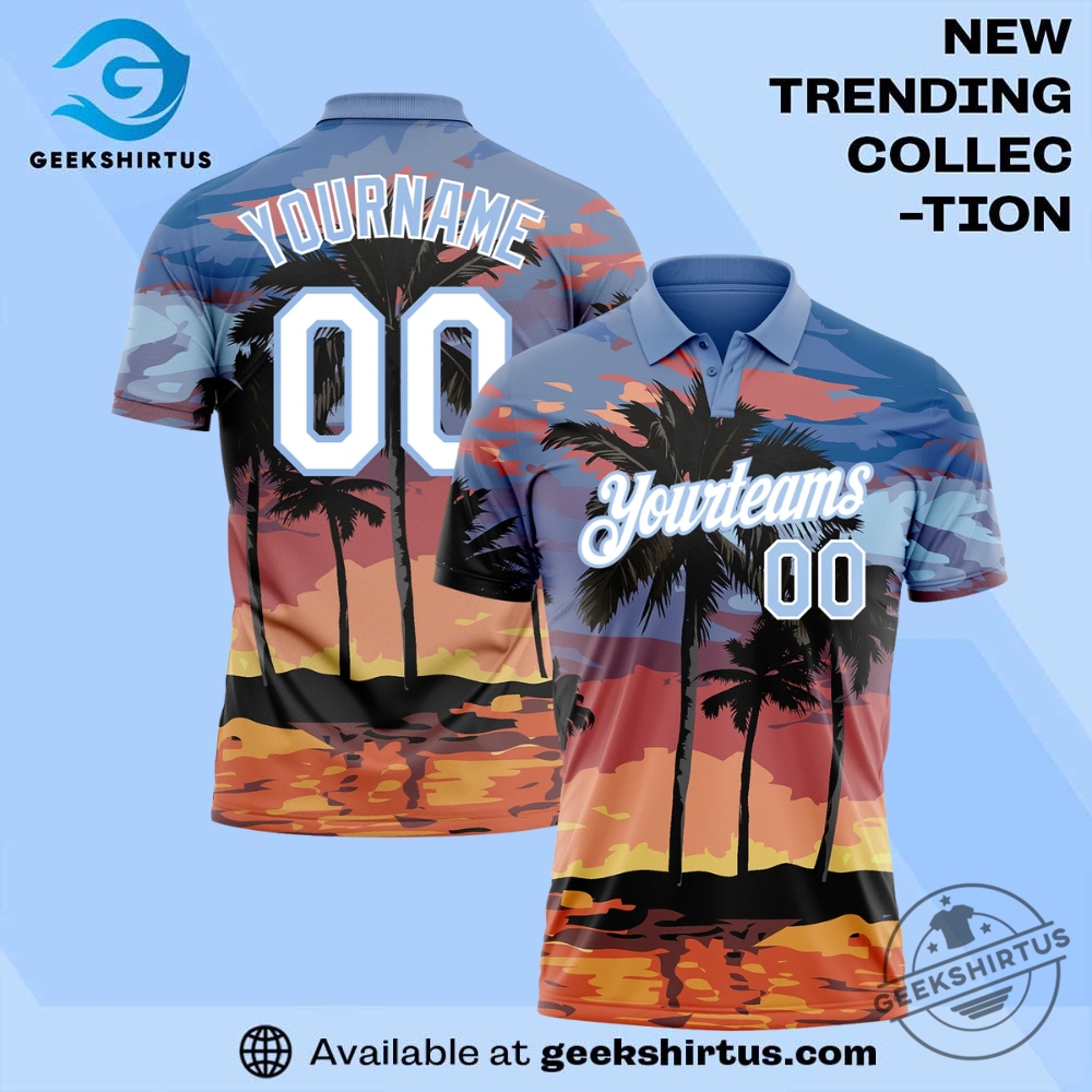 "Top Fan Apparel Picks: Sports Jerseys and Themed T-Shirts" 11 Light Blue White 3D Hawaii Golf Polo Shirt