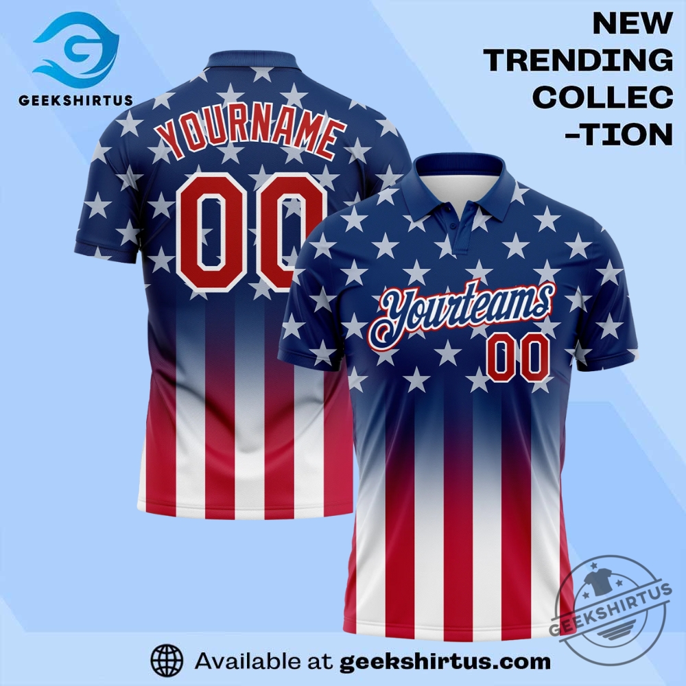 "Top Fan Apparel Picks: Sports Jerseys and Themed T-Shirts" 12 Design Your Own Blue Red And White 3D American Flag Golf Polo