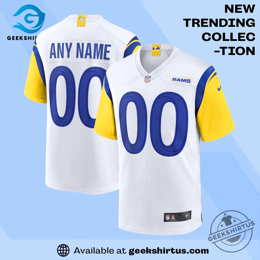 "Shop the Best Jerseys and Hoodies: Mountaineers to Rams Collection" 5 Custom Los Angeles Rams White Alternate Jersey