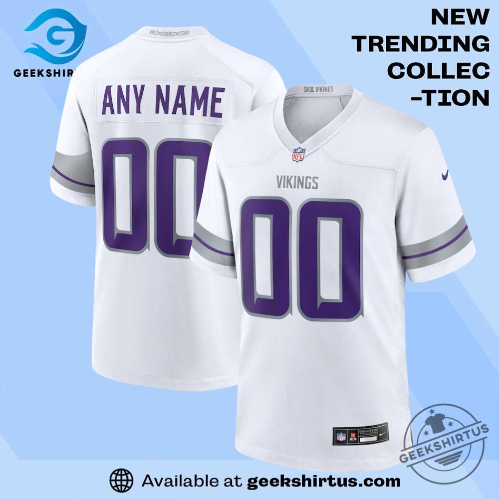 "Top NFL and Soccer Jerseys: Must-Have Game Day Apparel 2023" 3 Custom Minnesota Vikings White Alternate Game Jersey