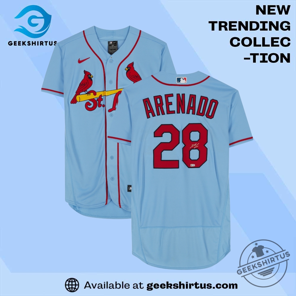 The Ultimate Guide to Trending Soccer and Baseball Jerseys for 2023 14 Nolan Arenado St. Louis Cardinals Autographed Light Blue Jersey