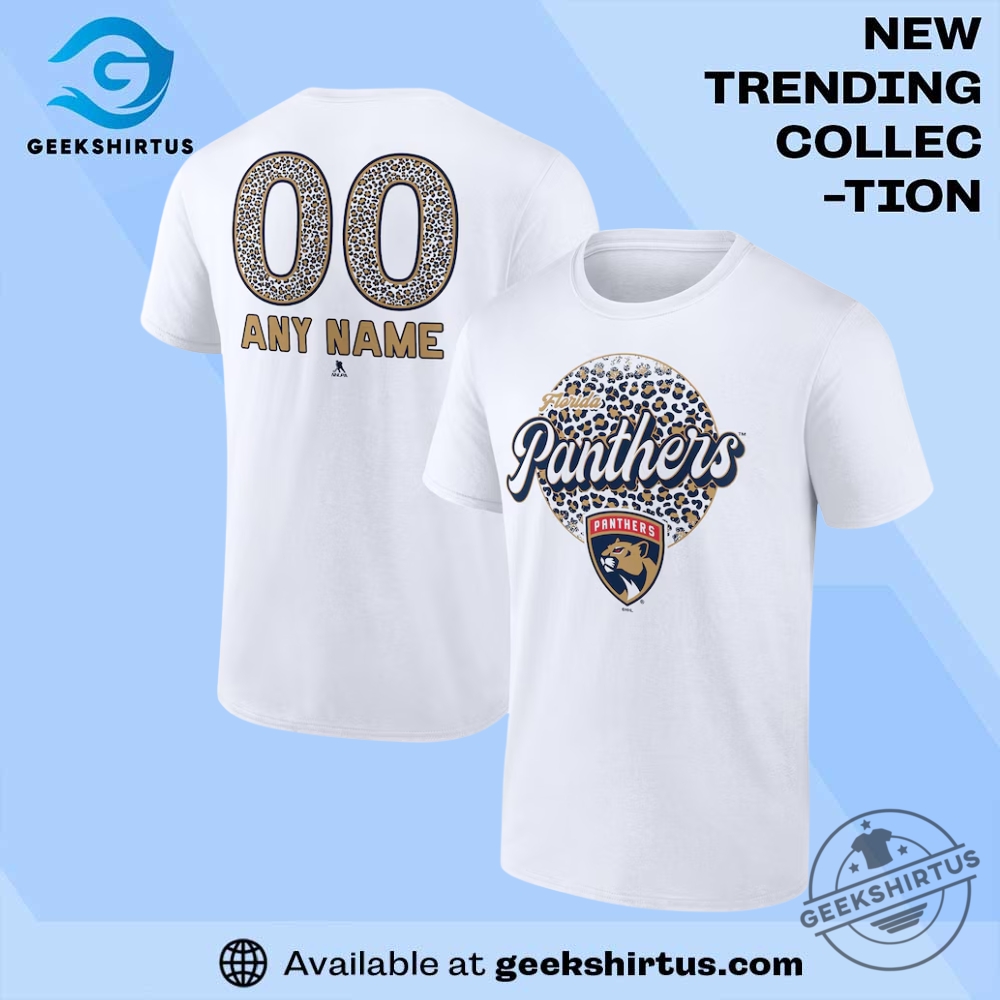 "Shop Carolina Hurricanes & Florida Panthers Playoff T-Shirts and Caps" 6 Florida Panthers Personalized Name And Number Leopard Print T Shirt