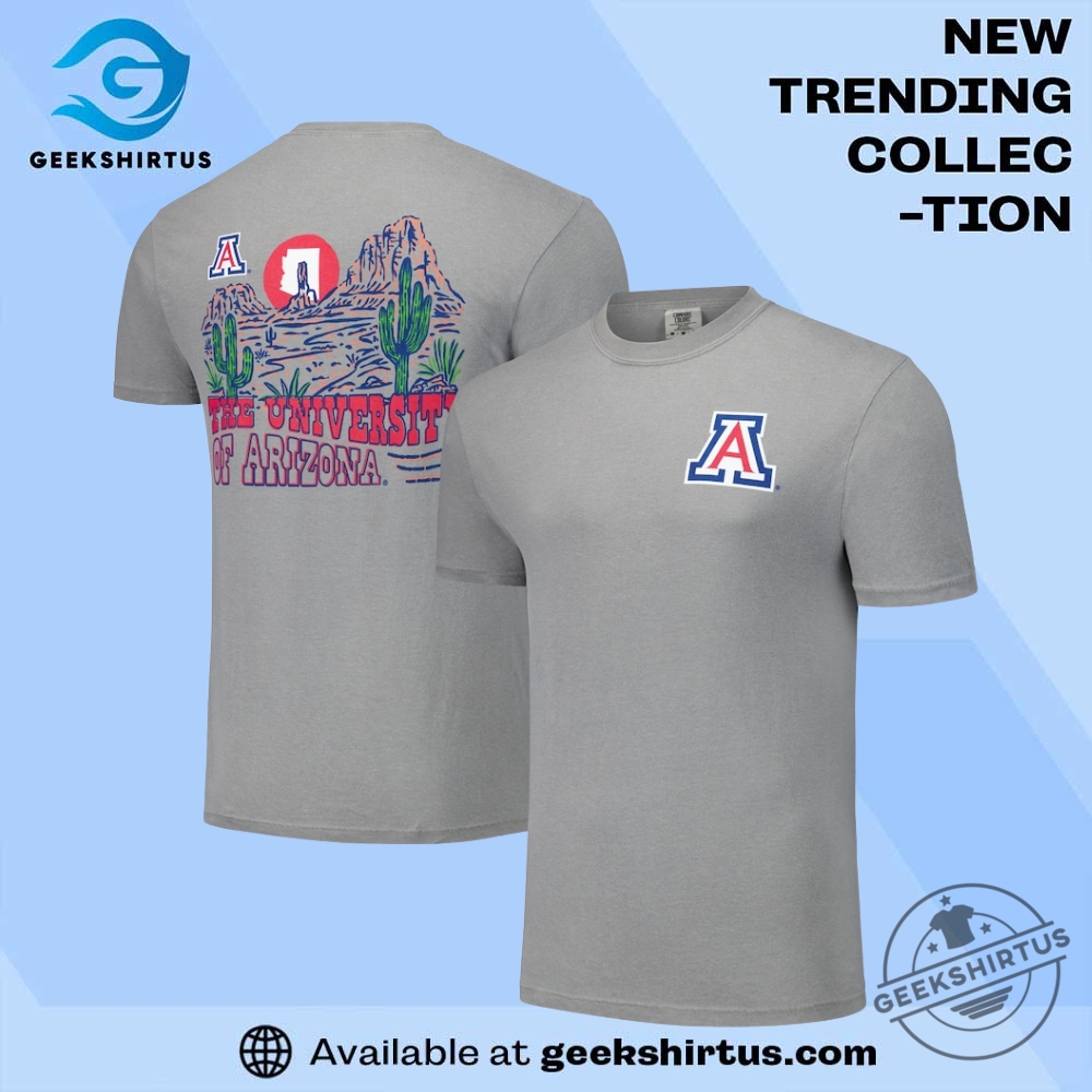 Arizona Wildcats Hyper Local Cactus Sketch Scene Gray T Shirt geekshirtus 1