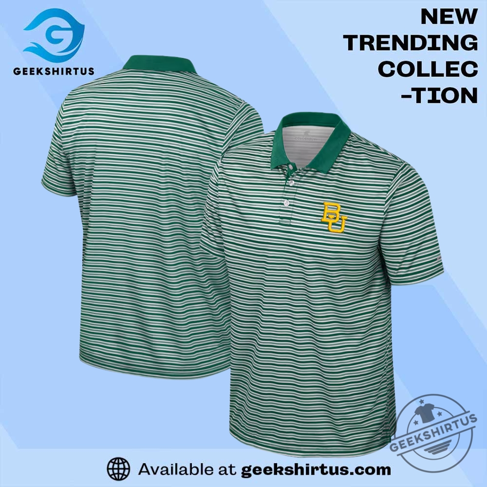 Baylor Bears Colosseum Striped Green Polo geekshirtus 1