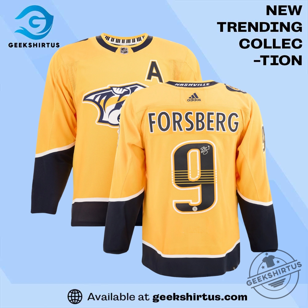 "Top Sports Apparel: McLaren, Juneteenth, and New York Mets Jerseys" 18 Filip Forsberg Autographed Nashville Predators Yellow Jersey