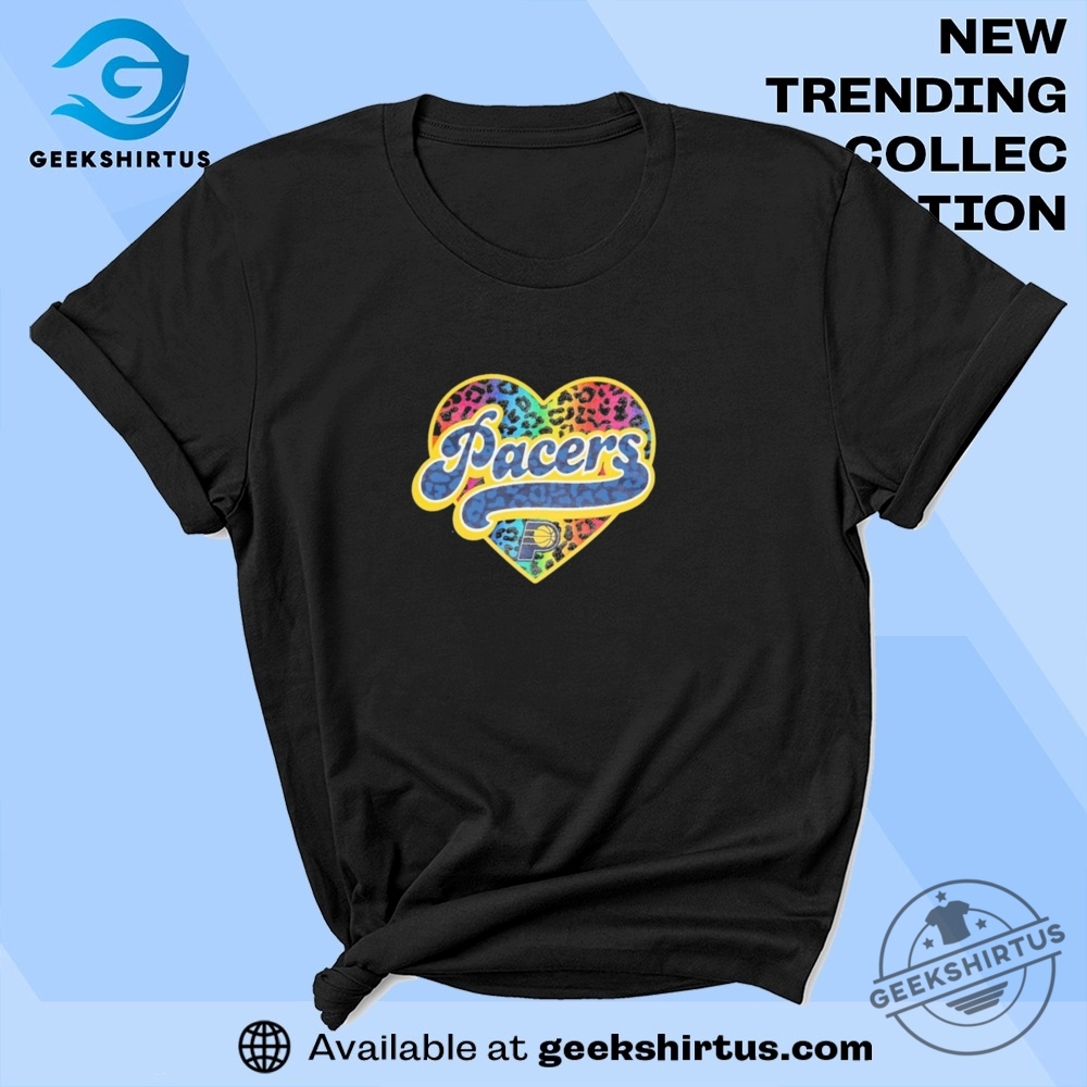 Indiana Pacers Cheetah Heart Rainbow T Shirt