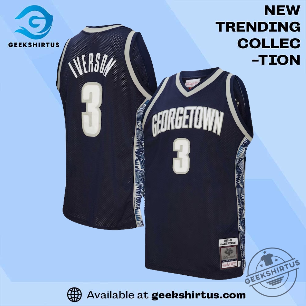 Allen Iverson Georgetown Hoyas Mitchell And Ness Jersey Navy geekshirtus 1