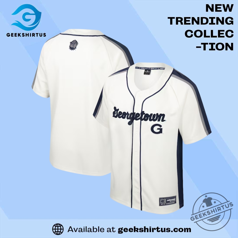"Top Georgetown Hoyas Allen Iverson Jerseys and Apparel Collection" 3 Georgetown Hoyas Colosseum Ruth Button Up Baseball Jersey Cream