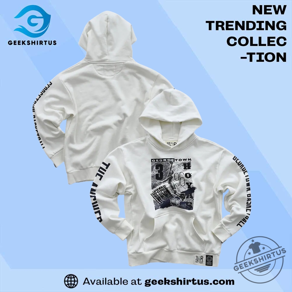 "Top Georgetown Hoyas Allen Iverson Jerseys and Apparel Collection" 4 Allen Iverson Georgetown Hoyas Roots Of Fight Heavyweight Pullover Hoodie White