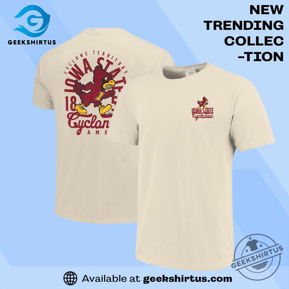 "Top Georgetown Hoyas Allen Iverson Jerseys and Apparel Collection" 12 Iowa State Cyclones Mascot Overlay T Shirt Cream