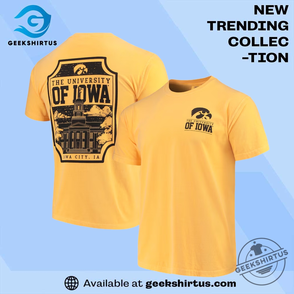 Iowa Hawkeyes Campus Icon T Shirt Gold geekshirtus 1