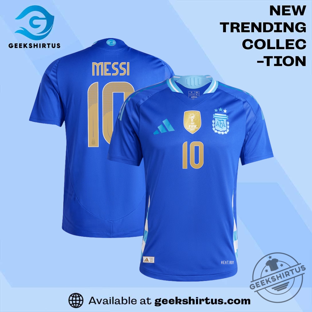 "Top 2025 NCAA T-Shirts: Must-Have Fan Gear for Every Game" 18 Lionel Messi Argentina National Team Away Player Jersey Blue