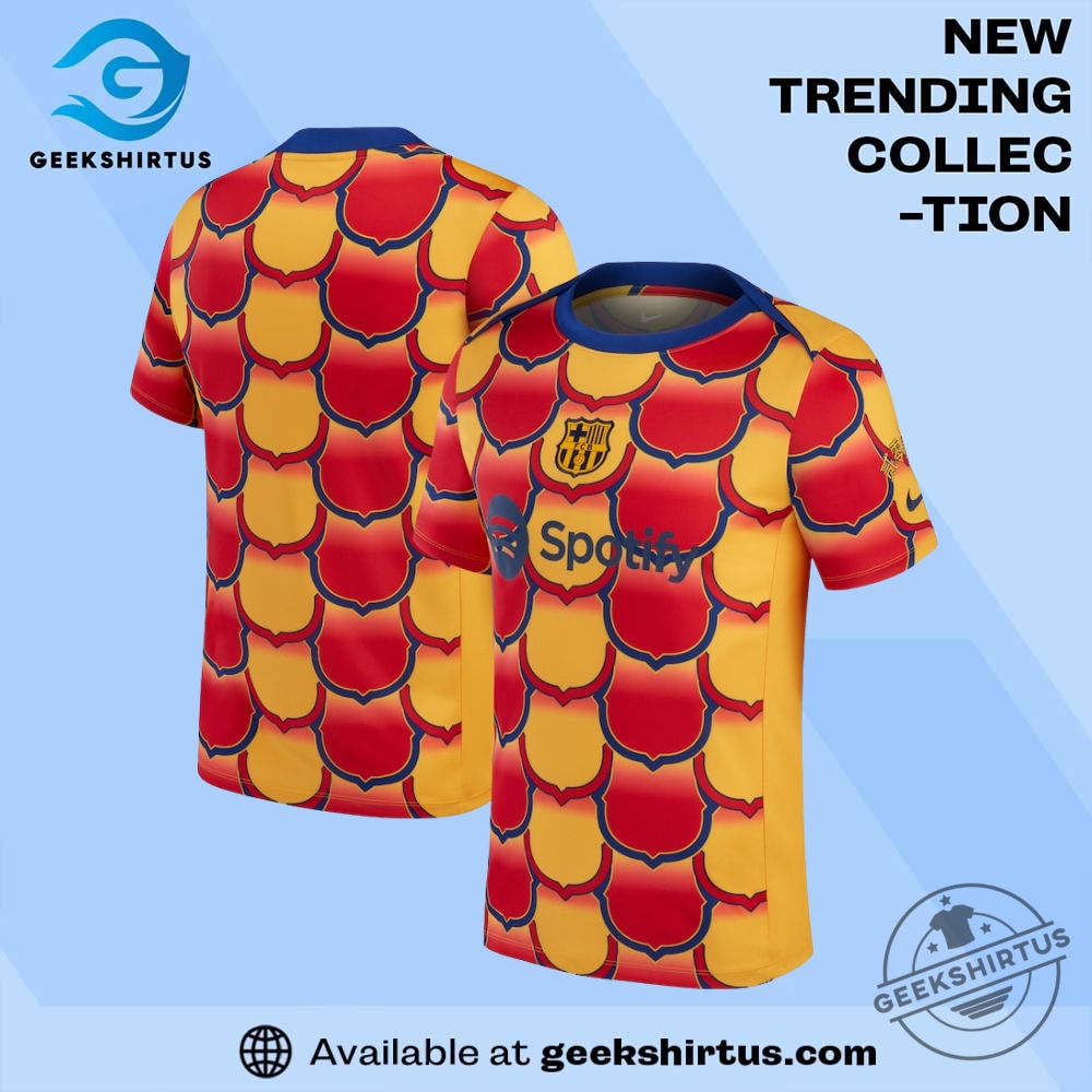 "Top 2025 NCAA T-Shirts: Must-Have Fan Gear for Every Game" 29 Barcelona Academy Pro Pre Match Top Gold Jersey