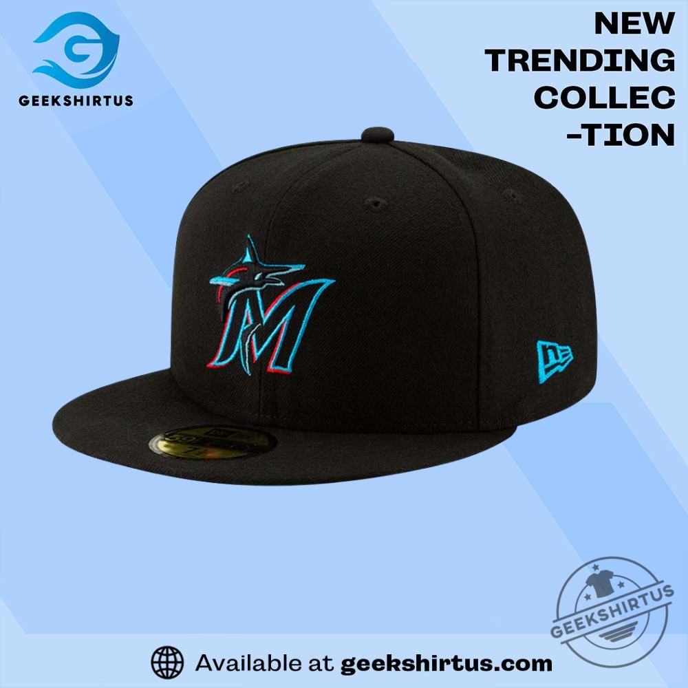 Miami Marlins New Era On Field 59Fifty Fitted Cap Black geekshirtus 1