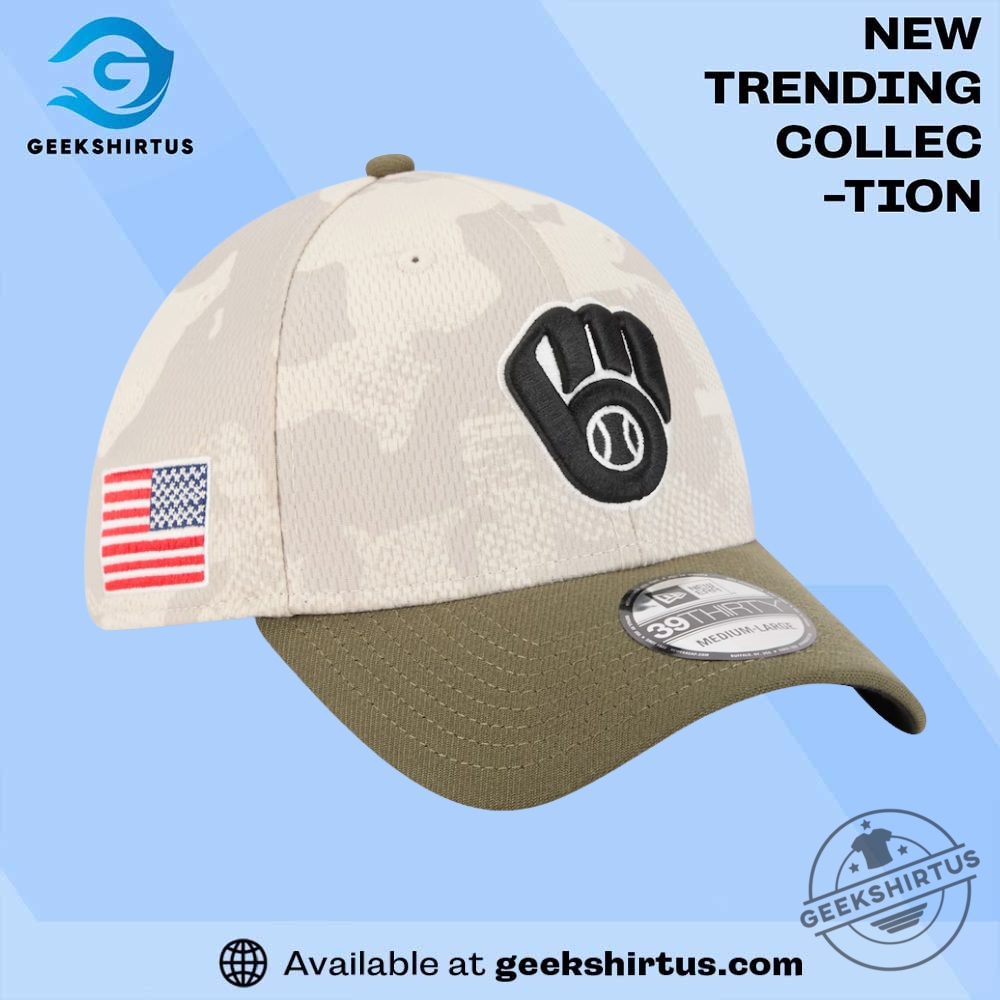 "Top Sports Apparel Picks: Jerseys and Caps for Ultimate Fans" 6 Milwaukee Brewers New Era 2025 Armed Forces Day 39Thirty Flex Cap Light Beige Olive