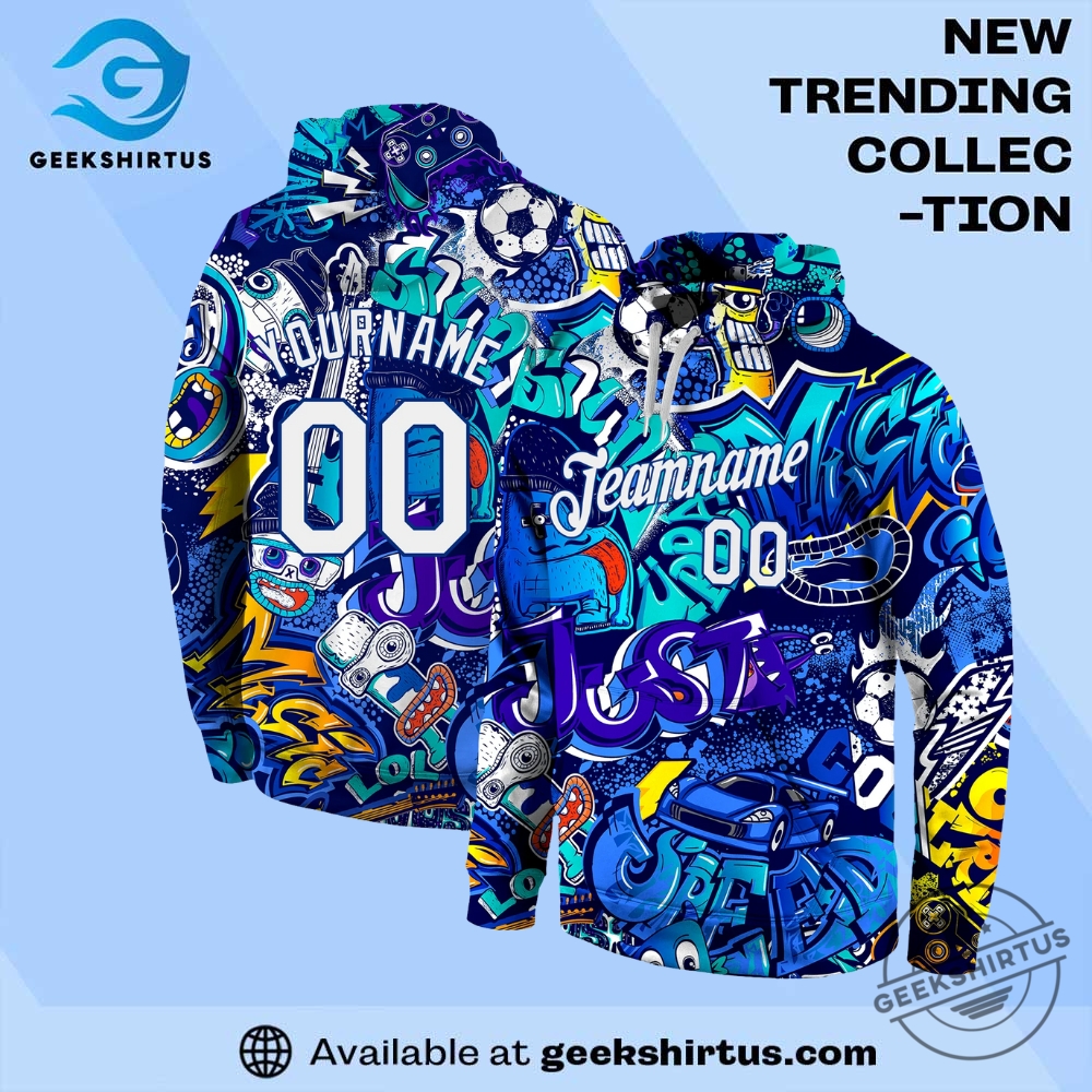 "Top 2025 Fan Apparel: Jerseys and Jackets for Every Occasion" 7 Custom Stitched Graffiti Pattern White Royal 3D Sports Pullover Sweatshirt Hoodie