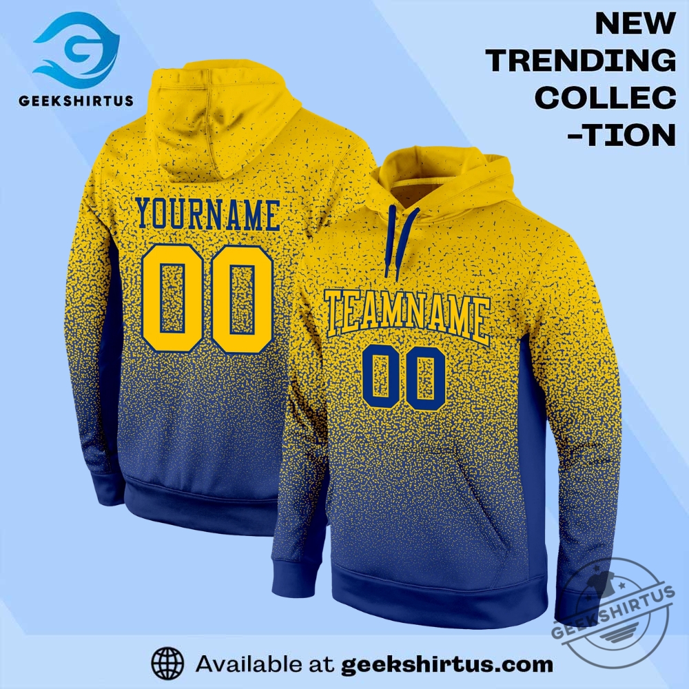 "Top 2025 Fan Apparel: Jerseys and Jackets for Every Occasion" 8 Custom Stitched Royal Gold Fade Fashion Sports Pullover Sweatshirt Hoodie
