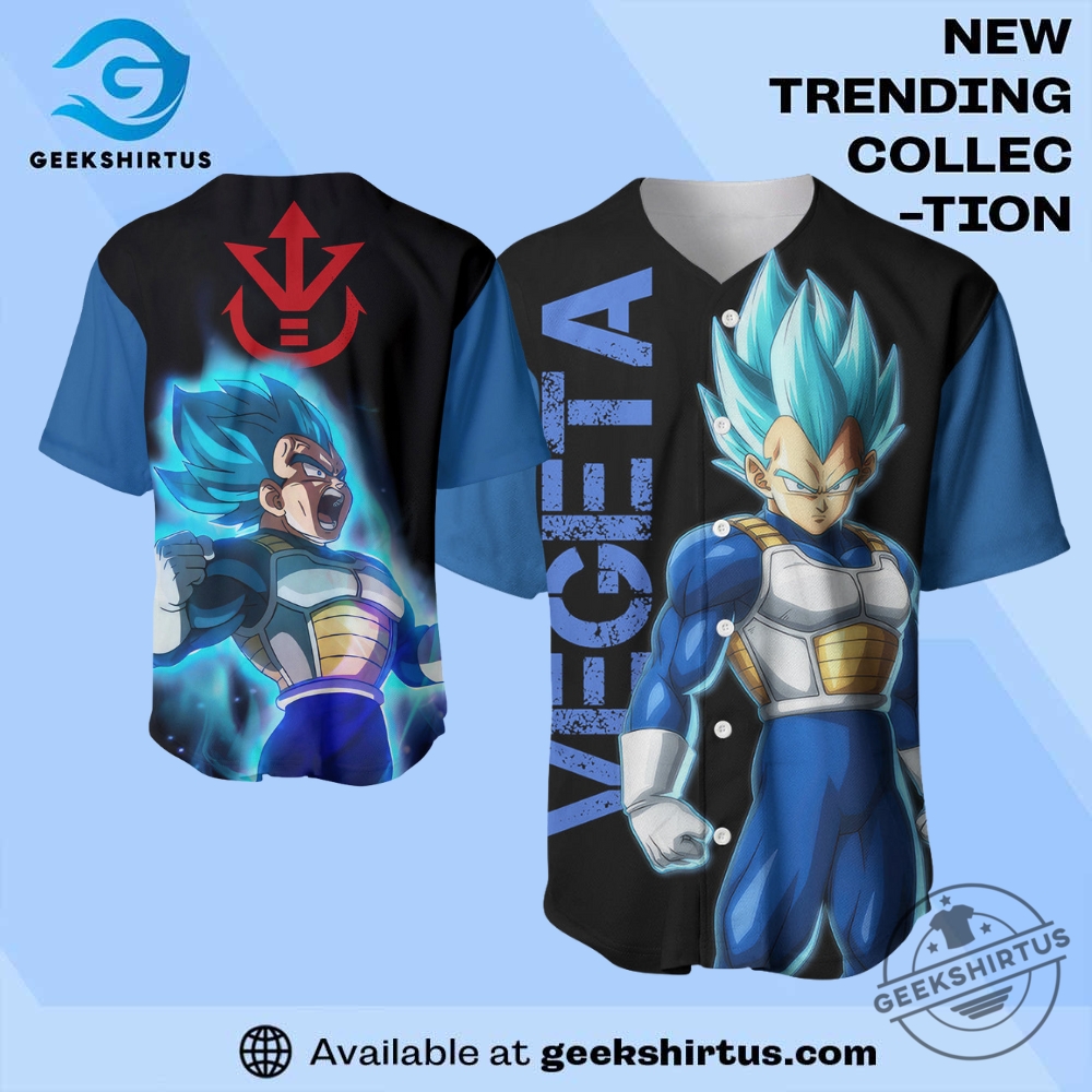 Vegeta Blue Baseball Jersey Dragon Ball Z Baseball Jersey Anime Baseball Jersey geekshirtus 1